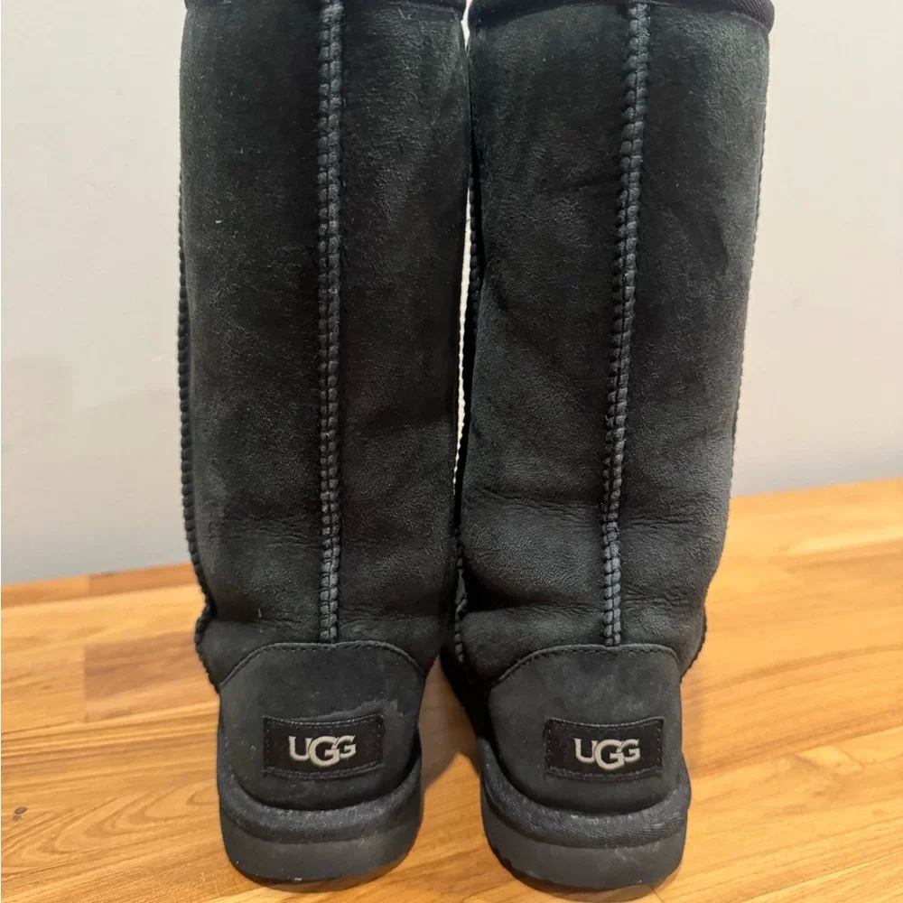 UGG Tall Black Suede Kids Boots
